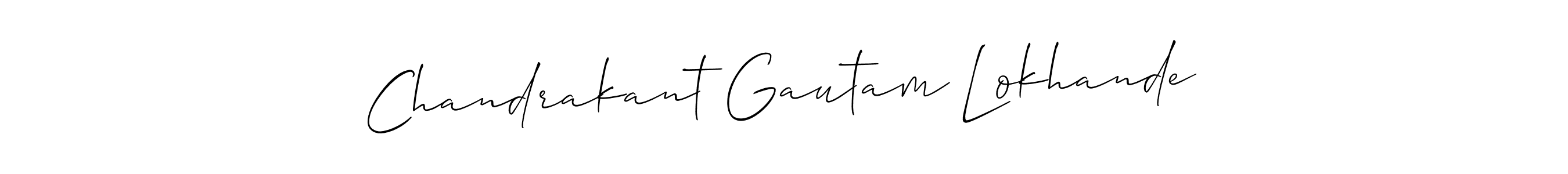 You should practise on your own different ways (Allison_Script) to write your name (Chandrakant Gautam Lokhande) in signature. don't let someone else do it for you. Chandrakant Gautam Lokhande signature style 2 images and pictures png