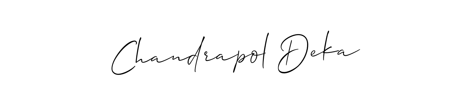 Also we have Chandrapol Deka name is the best signature style. Create professional handwritten signature collection using Allison_Script autograph style. Chandrapol Deka signature style 2 images and pictures png