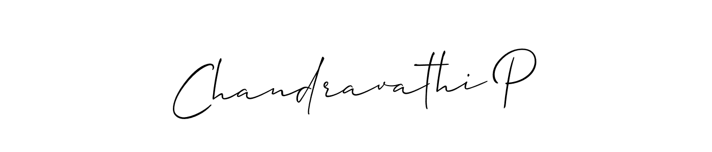 Similarly Allison_Script is the best handwritten signature design. Signature creator online .You can use it as an online autograph creator for name Chandravathi P. Chandravathi P signature style 2 images and pictures png