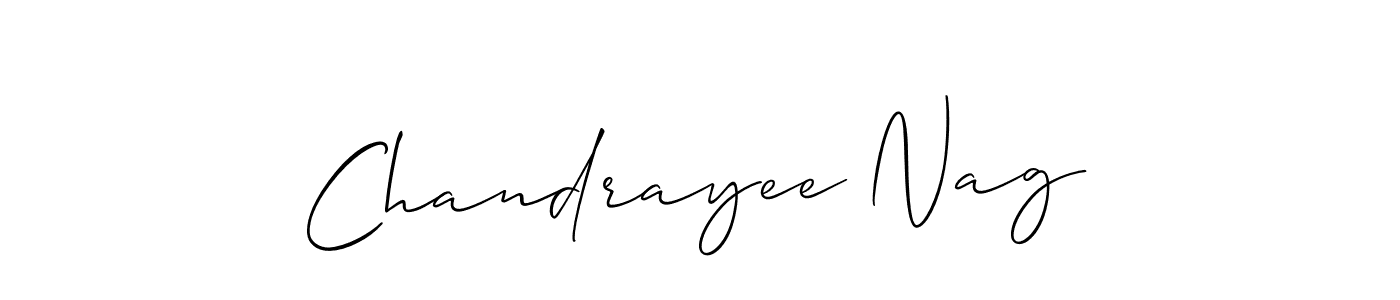 How to make Chandrayee Nag name signature. Use Allison_Script style for creating short signs online. This is the latest handwritten sign. Chandrayee Nag signature style 2 images and pictures png