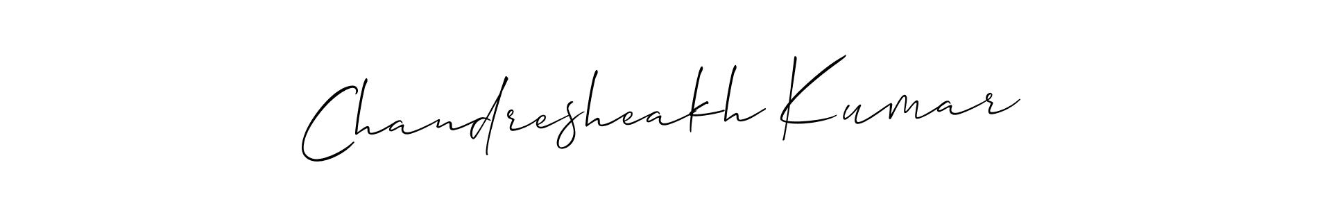 How to make Chandresheakh Kumar name signature. Use Allison_Script style for creating short signs online. This is the latest handwritten sign. Chandresheakh Kumar signature style 2 images and pictures png