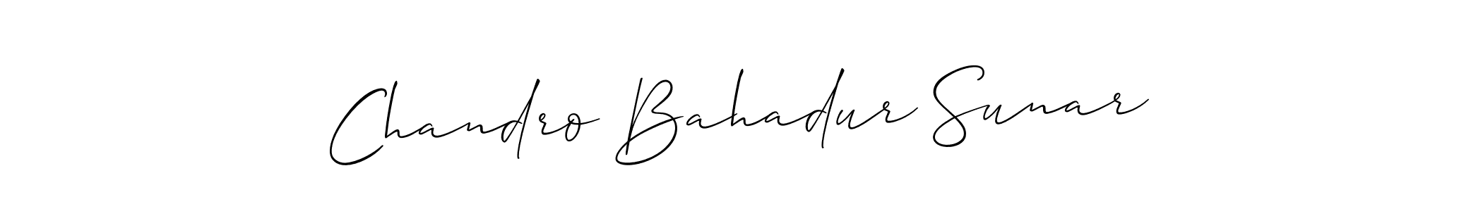 You should practise on your own different ways (Allison_Script) to write your name (Chandro Bahadur Sunar) in signature. don't let someone else do it for you. Chandro Bahadur Sunar signature style 2 images and pictures png