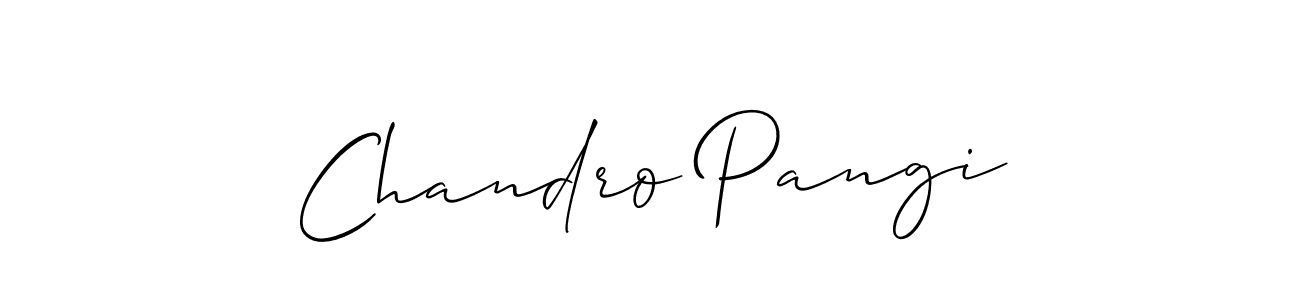 The best way (Allison_Script) to make a short signature is to pick only two or three words in your name. The name Chandro Pangi include a total of six letters. For converting this name. Chandro Pangi signature style 2 images and pictures png