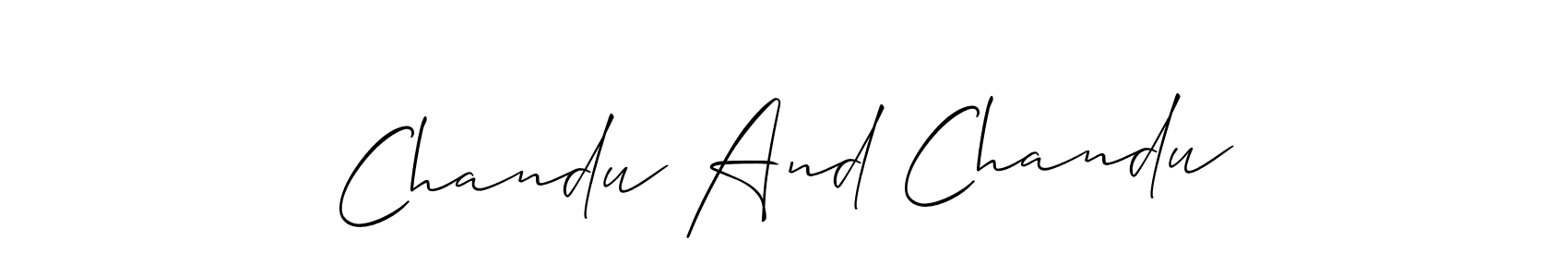 Also You can easily find your signature by using the search form. We will create Chandu And Chandu name handwritten signature images for you free of cost using Allison_Script sign style. Chandu And Chandu signature style 2 images and pictures png
