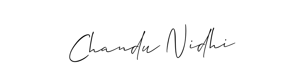 Make a beautiful signature design for name Chandu Nidhi. With this signature (Allison_Script) style, you can create a handwritten signature for free. Chandu Nidhi signature style 2 images and pictures png