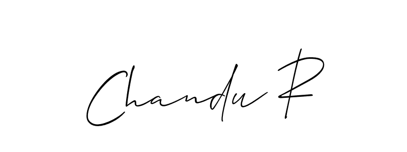 How to make Chandu R signature? Allison_Script is a professional autograph style. Create handwritten signature for Chandu R name. Chandu R signature style 2 images and pictures png