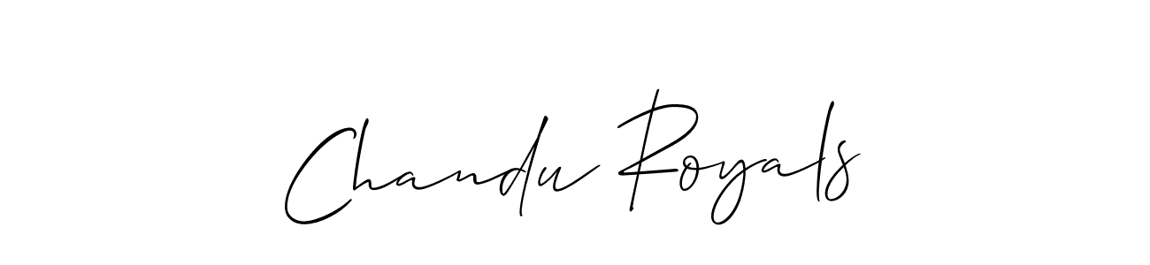 Allison_Script is a professional signature style that is perfect for those who want to add a touch of class to their signature. It is also a great choice for those who want to make their signature more unique. Get Chandu Royals name to fancy signature for free. Chandu Royals signature style 2 images and pictures png