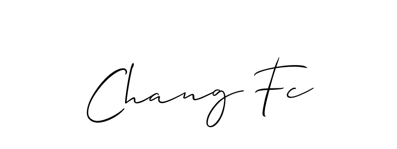 Design your own signature with our free online signature maker. With this signature software, you can create a handwritten (Allison_Script) signature for name Chang Fc. Chang Fc signature style 2 images and pictures png