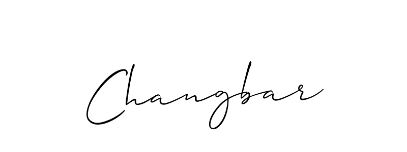 Design your own signature with our free online signature maker. With this signature software, you can create a handwritten (Allison_Script) signature for name Changbar. Changbar signature style 2 images and pictures png