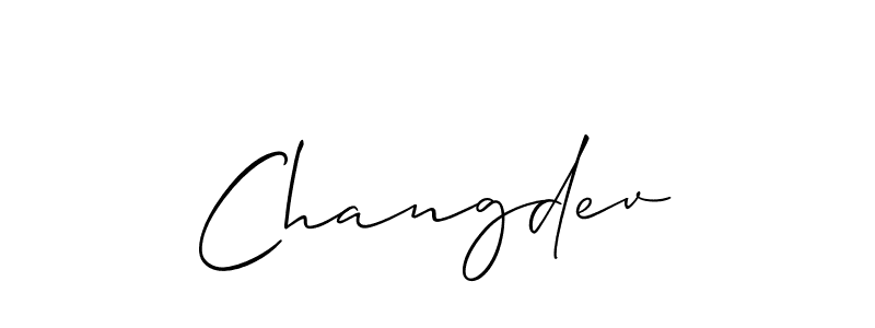 Design your own signature with our free online signature maker. With this signature software, you can create a handwritten (Allison_Script) signature for name Changdev. Changdev signature style 2 images and pictures png