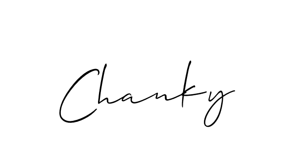 Use a signature maker to create a handwritten signature online. With this signature software, you can design (Allison_Script) your own signature for name Chanky. Chanky signature style 2 images and pictures png