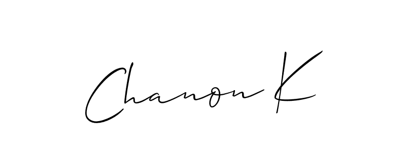 It looks lik you need a new signature style for name Chanon K. Design unique handwritten (Allison_Script) signature with our free signature maker in just a few clicks. Chanon K signature style 2 images and pictures png