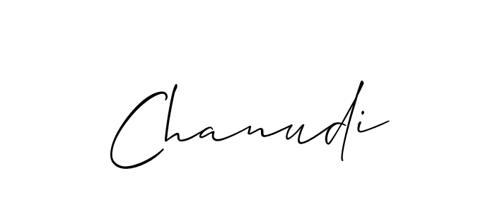 How to make Chanudi signature? Allison_Script is a professional autograph style. Create handwritten signature for Chanudi name. Chanudi signature style 2 images and pictures png