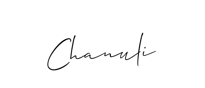 Make a beautiful signature design for name Chanuli. With this signature (Allison_Script) style, you can create a handwritten signature for free. Chanuli signature style 2 images and pictures png