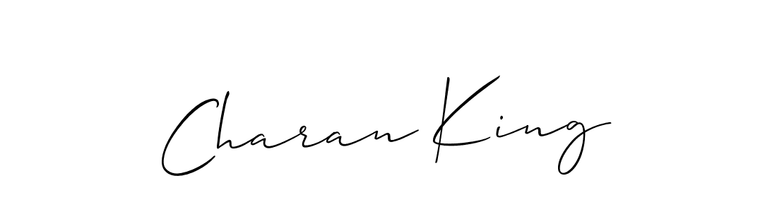 The best way (Allison_Script) to make a short signature is to pick only two or three words in your name. The name Charan King include a total of six letters. For converting this name. Charan King signature style 2 images and pictures png