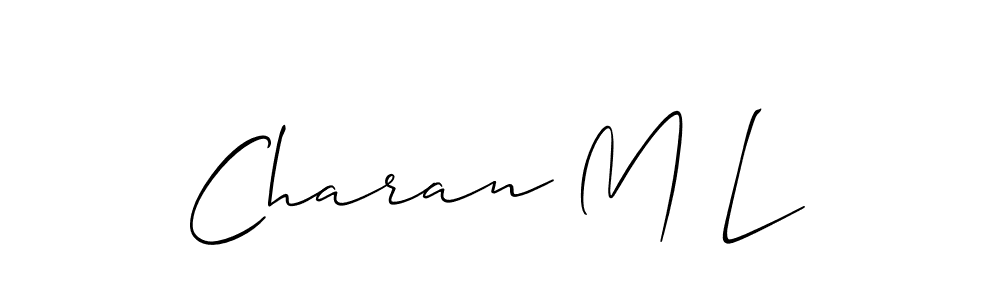 Also You can easily find your signature by using the search form. We will create Charan M L name handwritten signature images for you free of cost using Allison_Script sign style. Charan M L signature style 2 images and pictures png