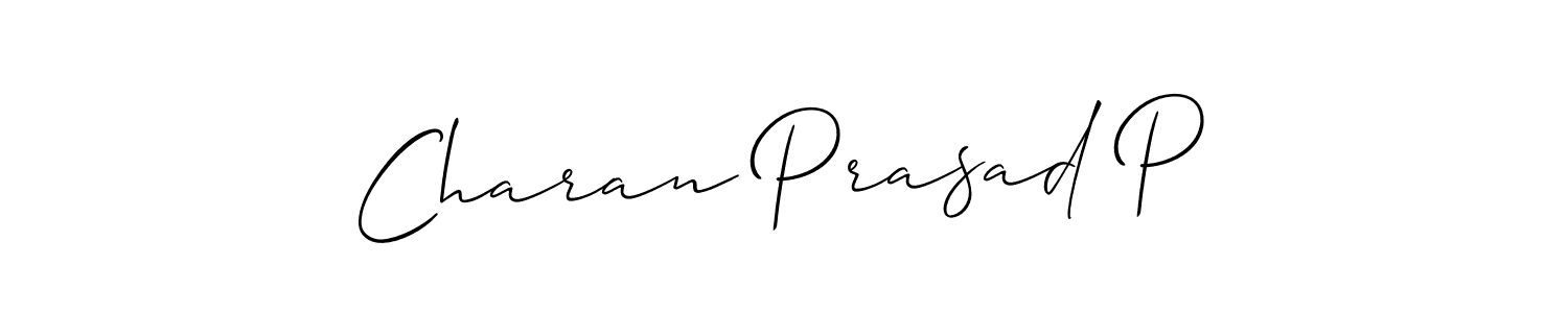 It looks lik you need a new signature style for name Charan Prasad P. Design unique handwritten (Allison_Script) signature with our free signature maker in just a few clicks. Charan Prasad P signature style 2 images and pictures png