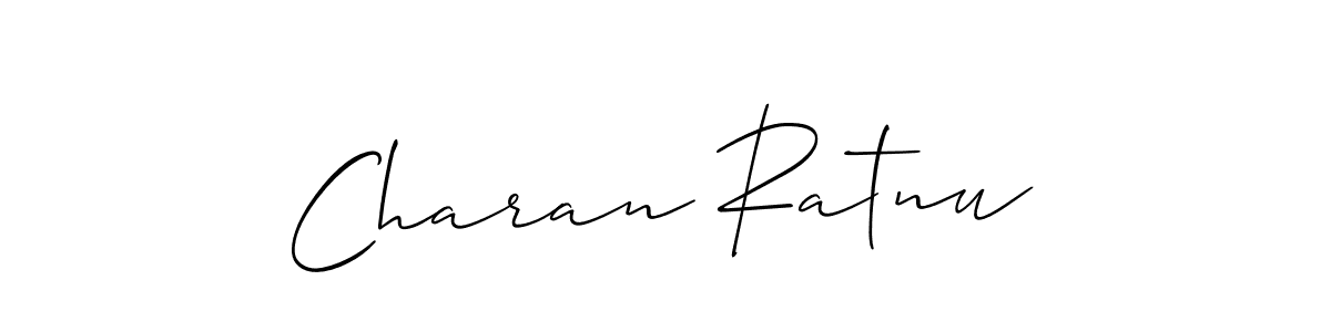 The best way (Allison_Script) to make a short signature is to pick only two or three words in your name. The name Charan Ratnu include a total of six letters. For converting this name. Charan Ratnu signature style 2 images and pictures png