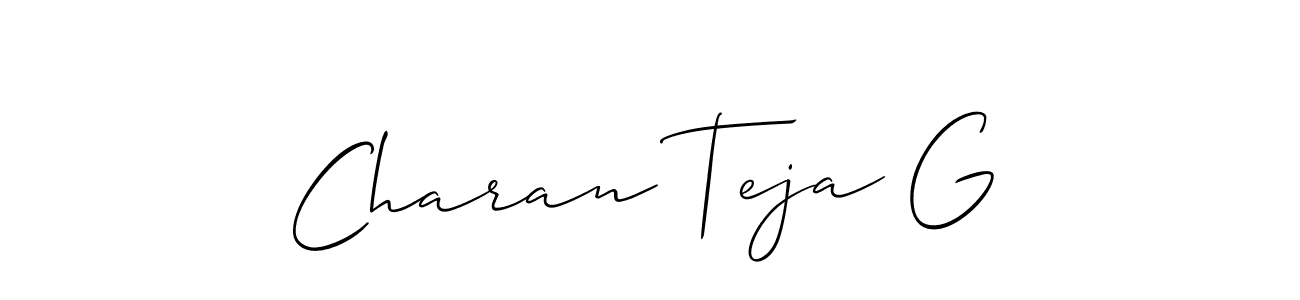 Create a beautiful signature design for name Charan Teja G. With this signature (Allison_Script) fonts, you can make a handwritten signature for free. Charan Teja G signature style 2 images and pictures png