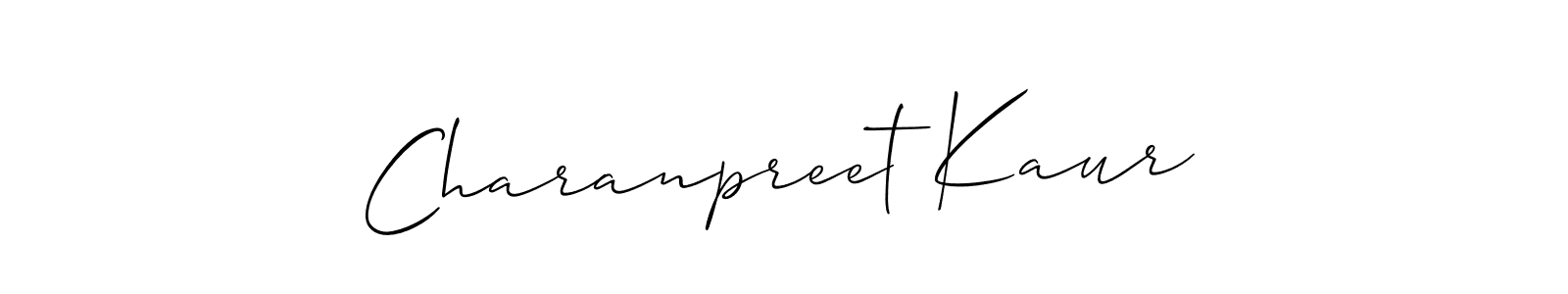 Make a beautiful signature design for name Charanpreet Kaur. With this signature (Allison_Script) style, you can create a handwritten signature for free. Charanpreet Kaur signature style 2 images and pictures png