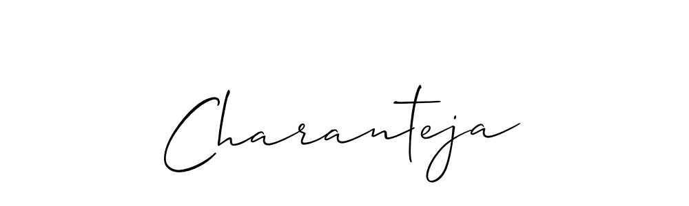 The best way (Allison_Script) to make a short signature is to pick only two or three words in your name. The name Charanteja include a total of six letters. For converting this name. Charanteja signature style 2 images and pictures png