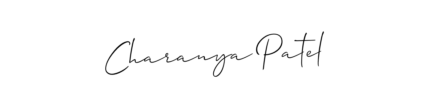 Also we have Charanya Patel name is the best signature style. Create professional handwritten signature collection using Allison_Script autograph style. Charanya Patel signature style 2 images and pictures png