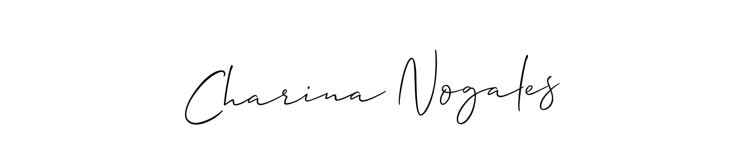 The best way (Allison_Script) to make a short signature is to pick only two or three words in your name. The name Charina Nogales include a total of six letters. For converting this name. Charina Nogales signature style 2 images and pictures png