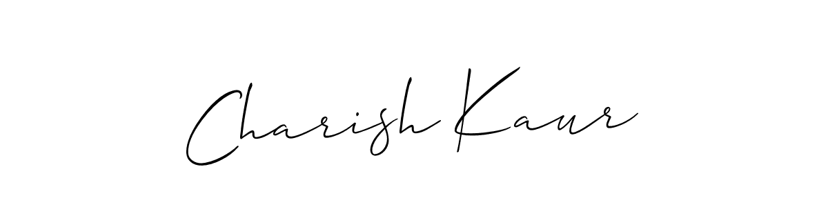 The best way (Allison_Script) to make a short signature is to pick only two or three words in your name. The name Charish Kaur include a total of six letters. For converting this name. Charish Kaur signature style 2 images and pictures png