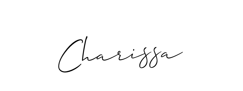 Allison_Script is a professional signature style that is perfect for those who want to add a touch of class to their signature. It is also a great choice for those who want to make their signature more unique. Get Charissa name to fancy signature for free. Charissa signature style 2 images and pictures png