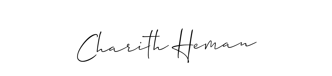 Use a signature maker to create a handwritten signature online. With this signature software, you can design (Allison_Script) your own signature for name Charith Heman. Charith Heman signature style 2 images and pictures png