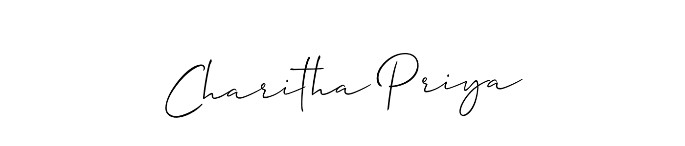 Also we have Charitha Priya name is the best signature style. Create professional handwritten signature collection using Allison_Script autograph style. Charitha Priya signature style 2 images and pictures png