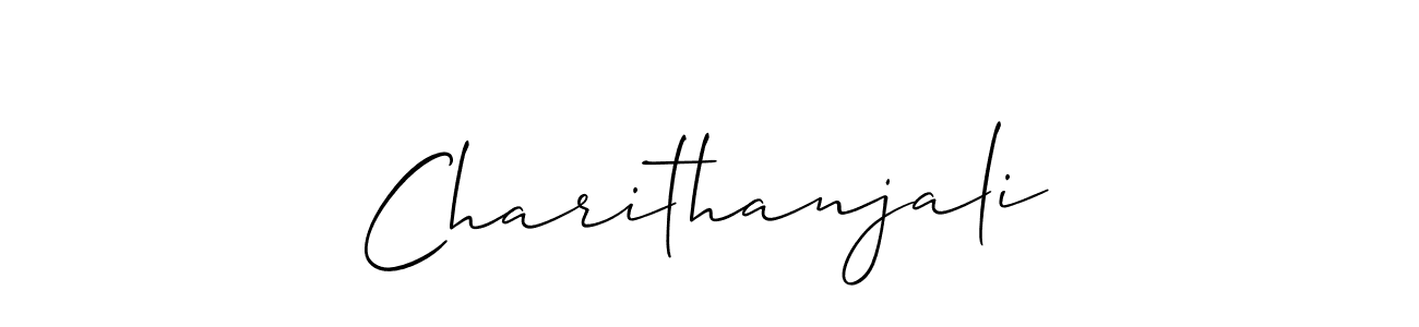 The best way (Allison_Script) to make a short signature is to pick only two or three words in your name. The name Charithanjali include a total of six letters. For converting this name. Charithanjali signature style 2 images and pictures png