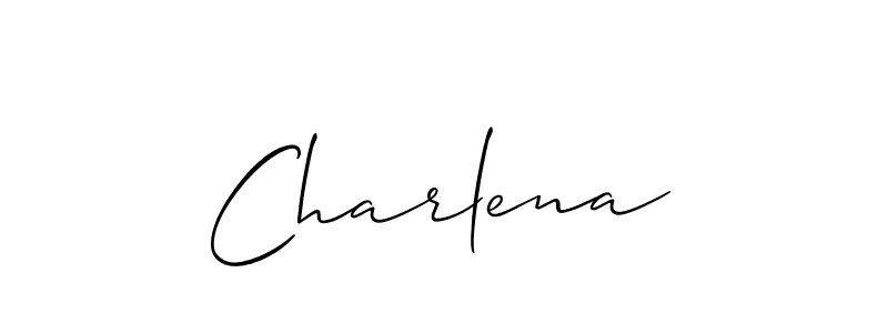 The best way (Allison_Script) to make a short signature is to pick only two or three words in your name. The name Charlena include a total of six letters. For converting this name. Charlena signature style 2 images and pictures png