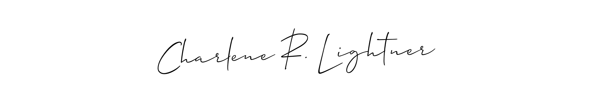 How to make Charlene R. Lightner name signature. Use Allison_Script style for creating short signs online. This is the latest handwritten sign. Charlene R. Lightner signature style 2 images and pictures png