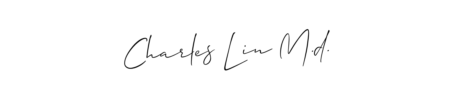 How to make Charles Lin M.d. name signature. Use Allison_Script style for creating short signs online. This is the latest handwritten sign. Charles Lin M.d. signature style 2 images and pictures png