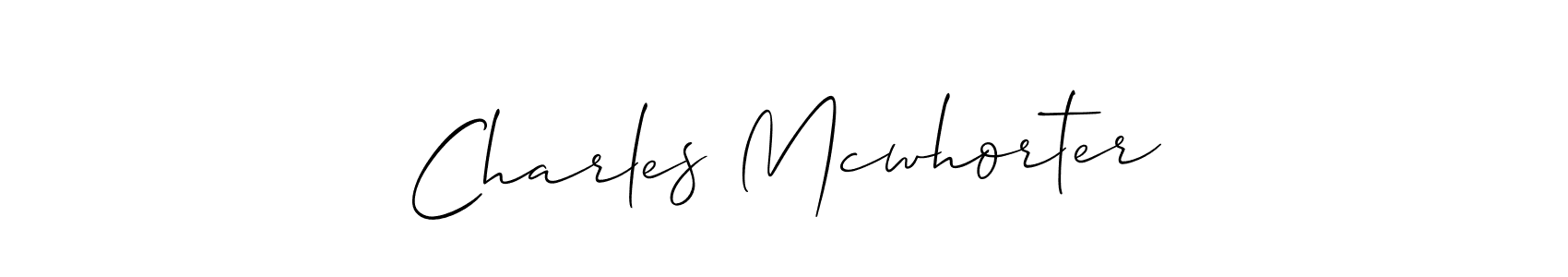How to make Charles Mcwhorter name signature. Use Allison_Script style for creating short signs online. This is the latest handwritten sign. Charles Mcwhorter signature style 2 images and pictures png