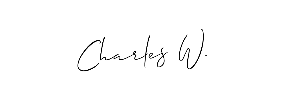 How to make Charles W. name signature. Use Allison_Script style for creating short signs online. This is the latest handwritten sign. Charles W. signature style 2 images and pictures png