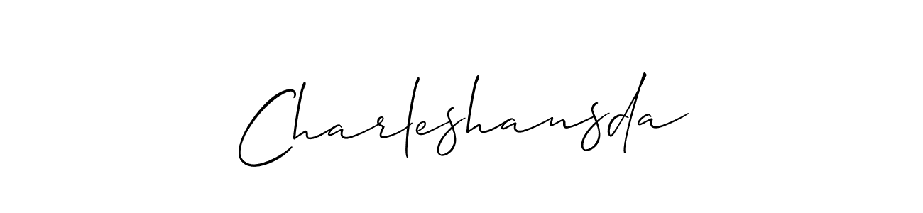 The best way (Allison_Script) to make a short signature is to pick only two or three words in your name. The name Charleshansda include a total of six letters. For converting this name. Charleshansda signature style 2 images and pictures png