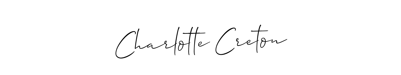 Use a signature maker to create a handwritten signature online. With this signature software, you can design (Allison_Script) your own signature for name Charlotte Creton. Charlotte Creton signature style 2 images and pictures png