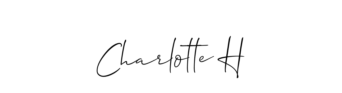 The best way (Allison_Script) to make a short signature is to pick only two or three words in your name. The name Charlotte H include a total of six letters. For converting this name. Charlotte H signature style 2 images and pictures png