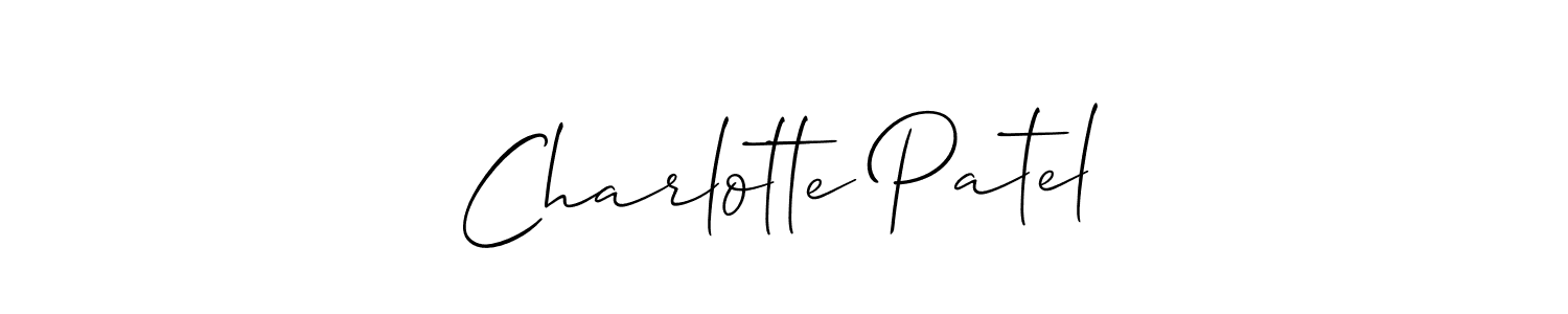 The best way (Allison_Script) to make a short signature is to pick only two or three words in your name. The name Charlotte Patel include a total of six letters. For converting this name. Charlotte Patel signature style 2 images and pictures png