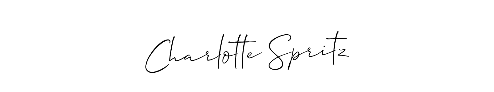 How to make Charlotte Spritz name signature. Use Allison_Script style for creating short signs online. This is the latest handwritten sign. Charlotte Spritz signature style 2 images and pictures png