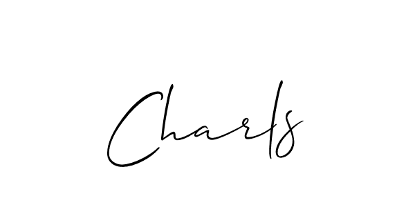 Design your own signature with our free online signature maker. With this signature software, you can create a handwritten (Allison_Script) signature for name Charls. Charls signature style 2 images and pictures png