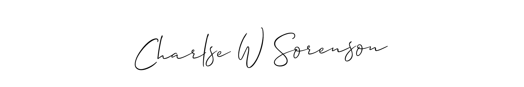 This is the best signature style for the Charlse W Sorenson name. Also you like these signature font (Allison_Script). Mix name signature. Charlse W Sorenson signature style 2 images and pictures png