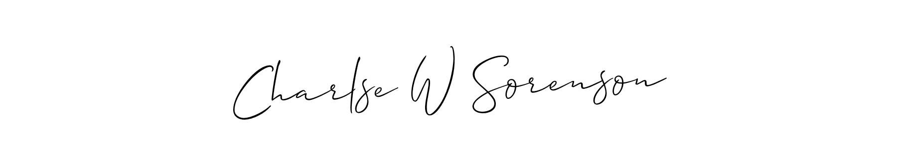 This is the best signature style for the Charlse W Sorenson name. Also you like these signature font (Allison_Script). Mix name signature. Charlse W Sorenson signature style 2 images and pictures png