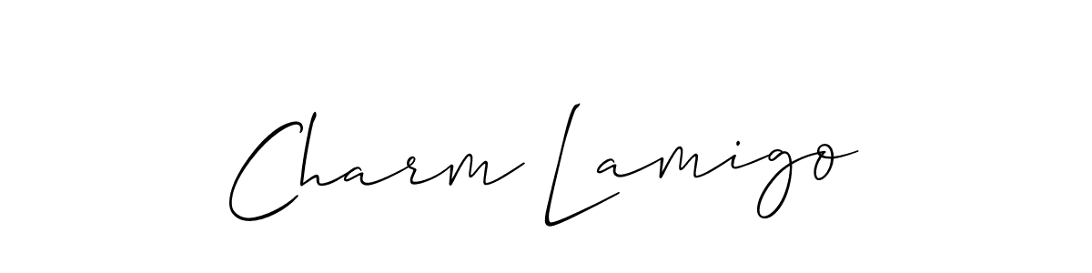 Allison_Script is a professional signature style that is perfect for those who want to add a touch of class to their signature. It is also a great choice for those who want to make their signature more unique. Get Charm Lamigo name to fancy signature for free. Charm Lamigo signature style 2 images and pictures png