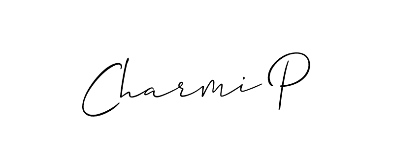 Create a beautiful signature design for name Charmi P. With this signature (Allison_Script) fonts, you can make a handwritten signature for free. Charmi P signature style 2 images and pictures png