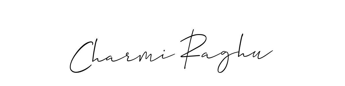 How to make Charmi Raghu name signature. Use Allison_Script style for creating short signs online. This is the latest handwritten sign. Charmi Raghu signature style 2 images and pictures png