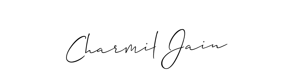 How to make Charmil Jain name signature. Use Allison_Script style for creating short signs online. This is the latest handwritten sign. Charmil Jain signature style 2 images and pictures png