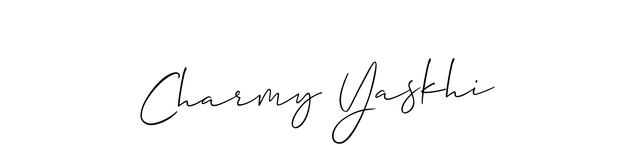 Allison_Script is a professional signature style that is perfect for those who want to add a touch of class to their signature. It is also a great choice for those who want to make their signature more unique. Get Charmy Yaskhi name to fancy signature for free. Charmy Yaskhi signature style 2 images and pictures png